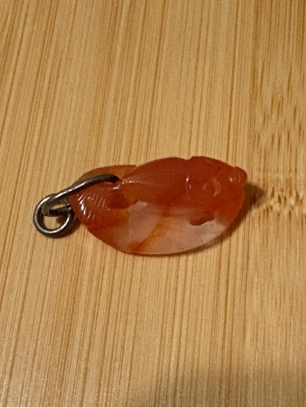 Genuine Orange Red Agate Stone Goldfish Pendant Charm - Picture 2 of 3